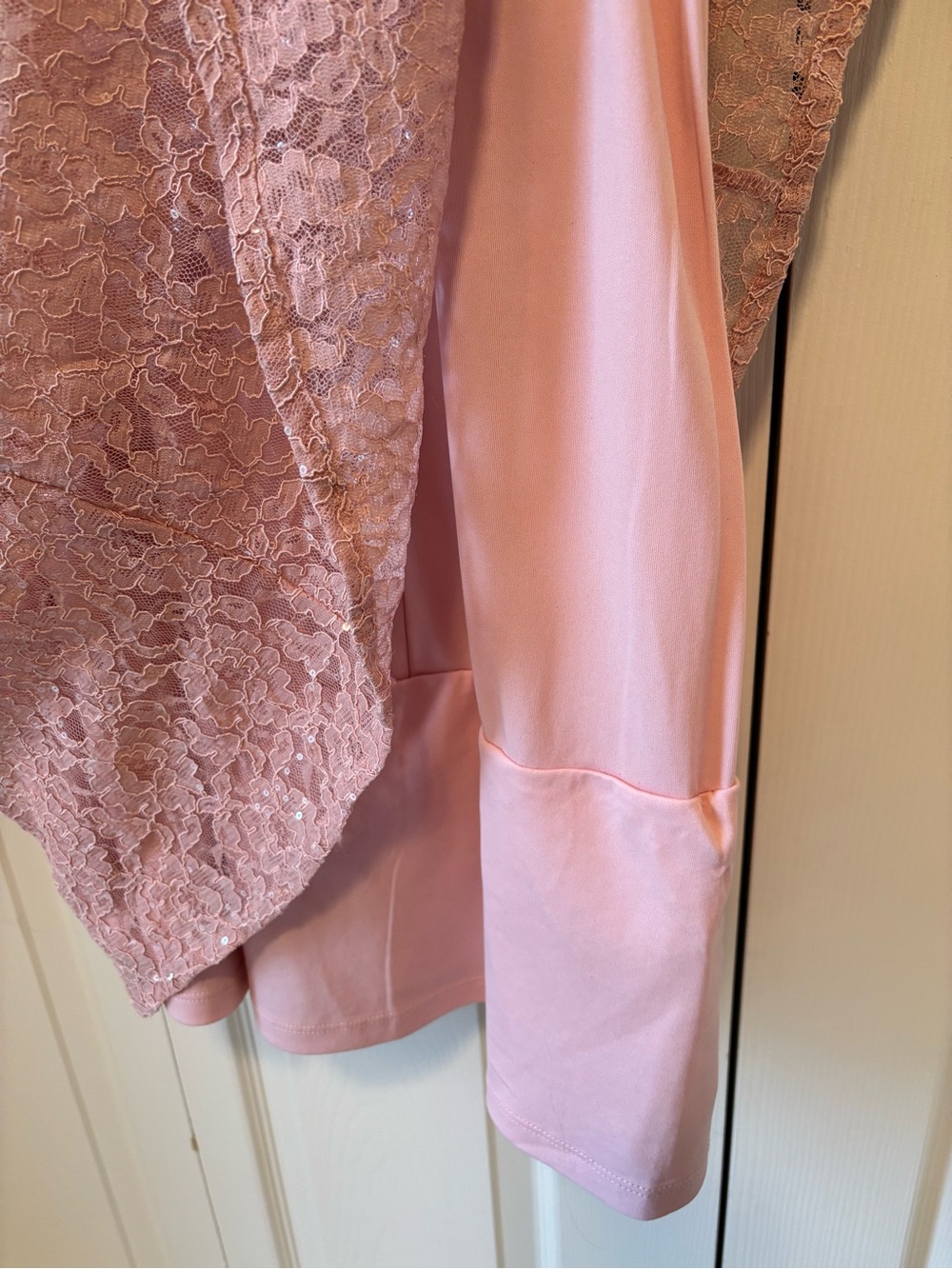 SLNY Dusty Rose Lace and Sequin Midi Dress - Picture 5 of 9